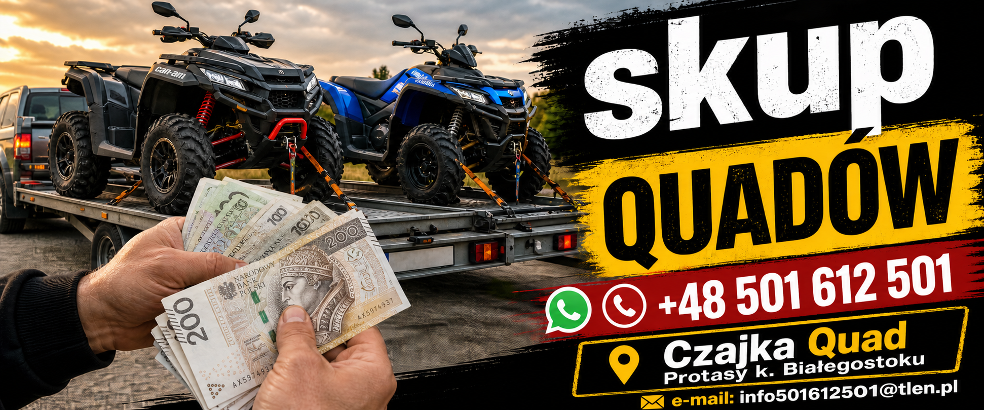 Quady Białystok crossy SKUP sprzedaż+48 501 612 501 Czajka Quad Protasy